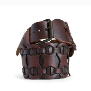 EQUAL HANDS Brown Leather Belt Sz 2XL